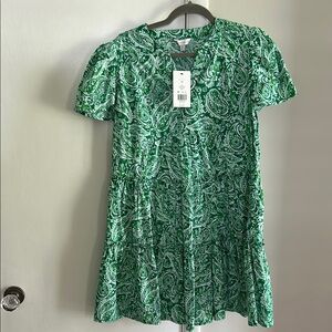 Crown Green Paisley Mini Dress